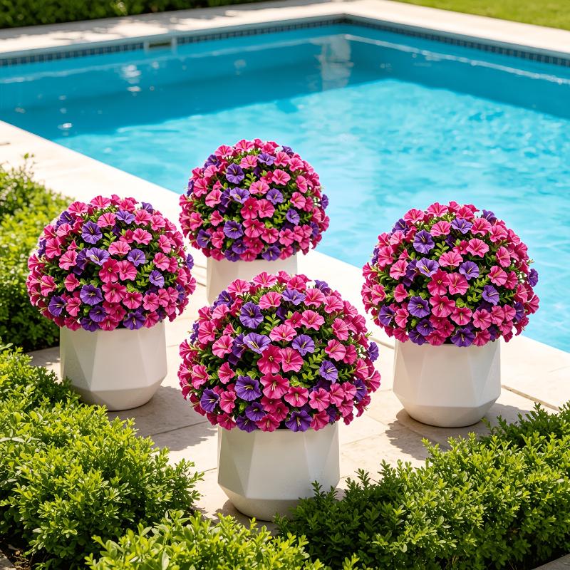 Garden Camp Decor Artificial Morning Glory Flowers with Ground Stake for Outdoor Yard