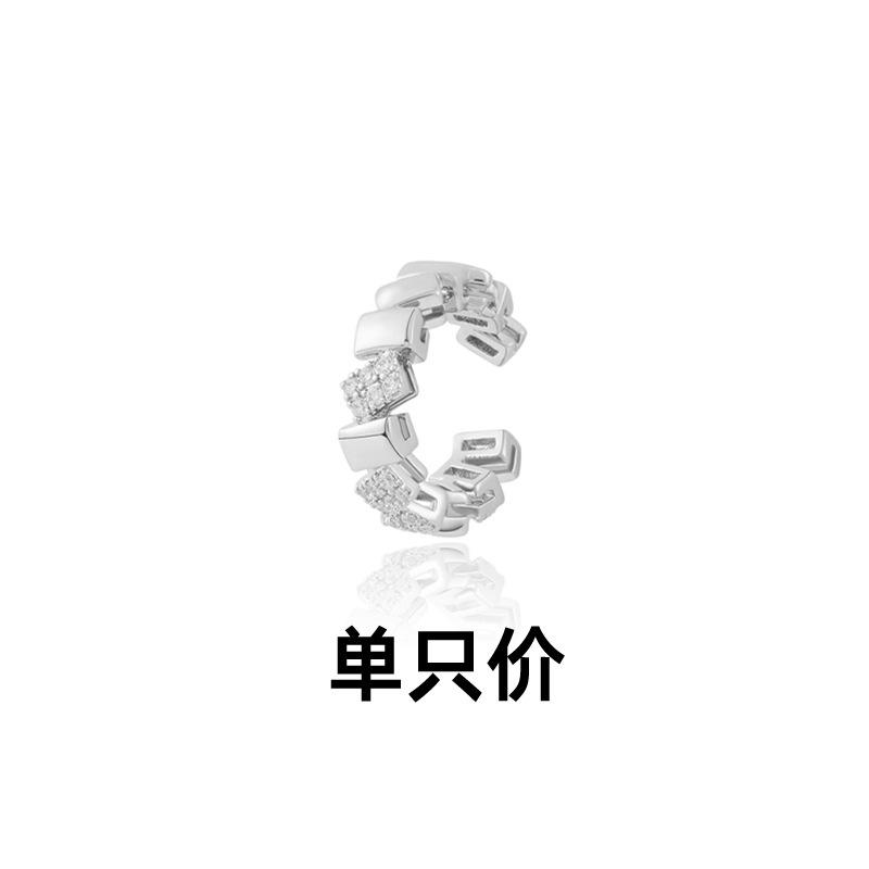 Geometric Zircon Exquisite Ear Clips, Autumn And Spring Fashion Light Luxury, No Ear Holes, Small Square Diamond Earrings, Ear Hanging Wind