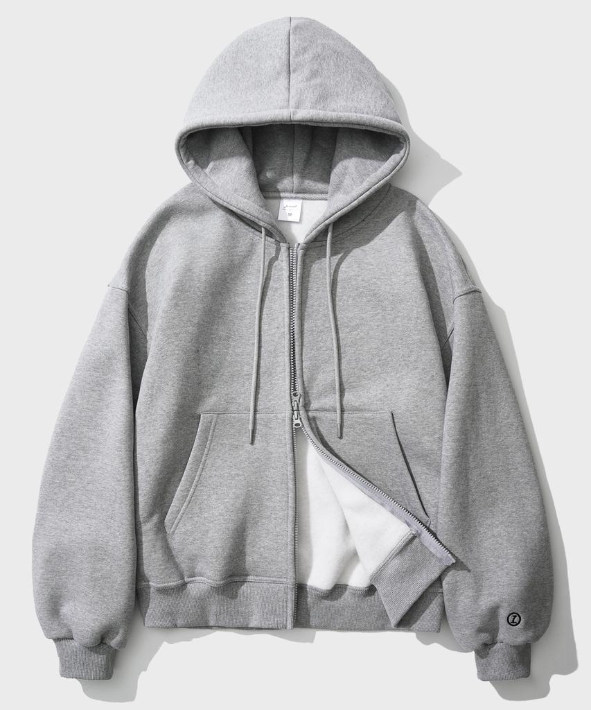 Двусторонний флисовый худи на молнии oversized Jemut Log (6 стилей) Серый Yhhd2462