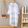 Женская клетчатая рубашка средней длины. Длинная свободная куртка. Женская солнцезащитная одежда. Свободная тонкая куртка большого размера. Женская длинная шифоновая рубашка.