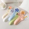 5 Pairs of Spring and Autumn Socks, Women's Mid-calf Socks, Thin, Non-pouting Tulip Stockings, Three-dimensional Solid Color, Versatile Flowers