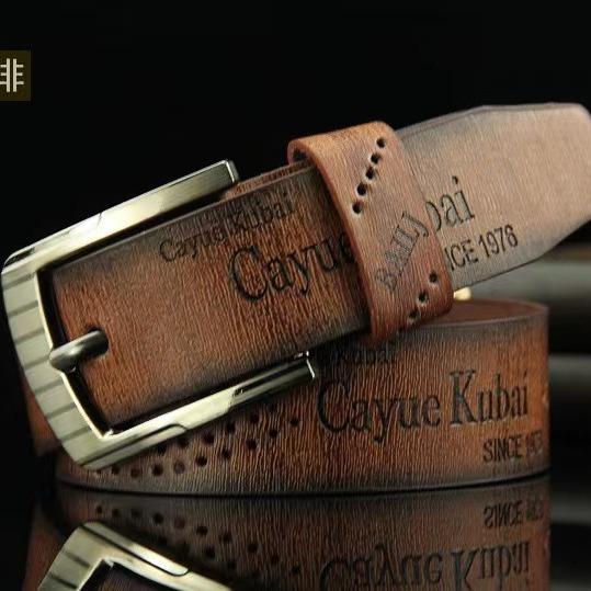 Pin Buckle Belt Clothing Accessories Men's Belt Retro Hollow Out Leather Fashion Leisure Handmade