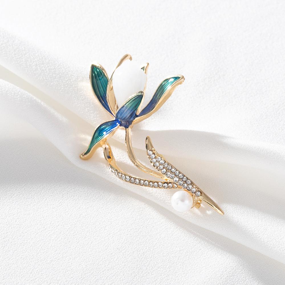 Простая брошь с синим цветком, женская брошь унисекс из сплава, эмали, высококачественная элегантная простая брошь серии растений, подарки PD1377