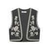 Kaslead New Women clothes Western Style Fashion Simple and Versatile Embroidery Cardigan Vest 6318042