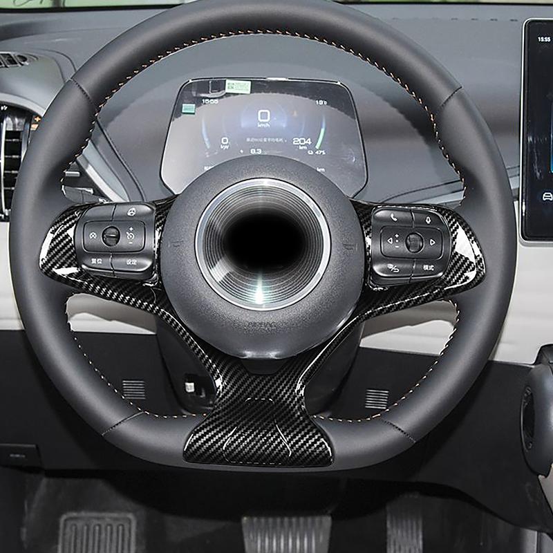 Car Styling Steering Wheel Frame Dcoration Cover Trim For BYD Yuan PLUS Carbon Fiber Color Interior Accessories