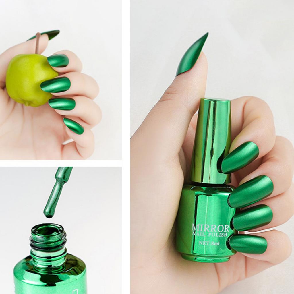 Зеркальный лак для ногтей с эффектом металлик, стойкий глянцевый лак для ногтей без запекания