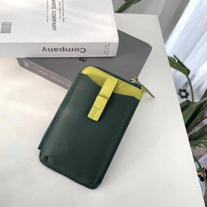 Новый женский кошелек из натуральной кожи с верхним слоем из коровьей кожи с узором личи, затягивающимся шнурком, контрастного цвета, сумка для мобильного телефона, сумка для карт