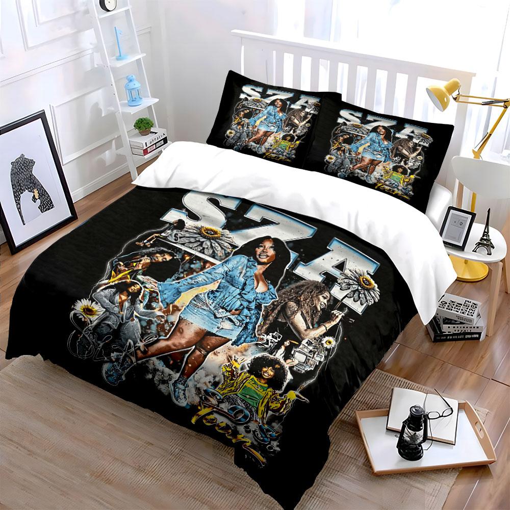 SZA SOS Tour Floral Design Bedding Duvet Cover Set Duvet Cover Pillowcases (1*Duvet Cover 2*Pillowcases, without duvet insert)