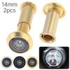 Solid Brass 2pcs 14mm Door Peephole Viewer 180 Degree Wide Angle HD Optical Glass Lens Heavy Duty Privacy Security Universal