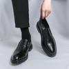 2025 лето повседневная мода мужская обувь корейская версия тренда британский стиль деловая одежда остроносые мужские кожаные туфли на одном ремешке