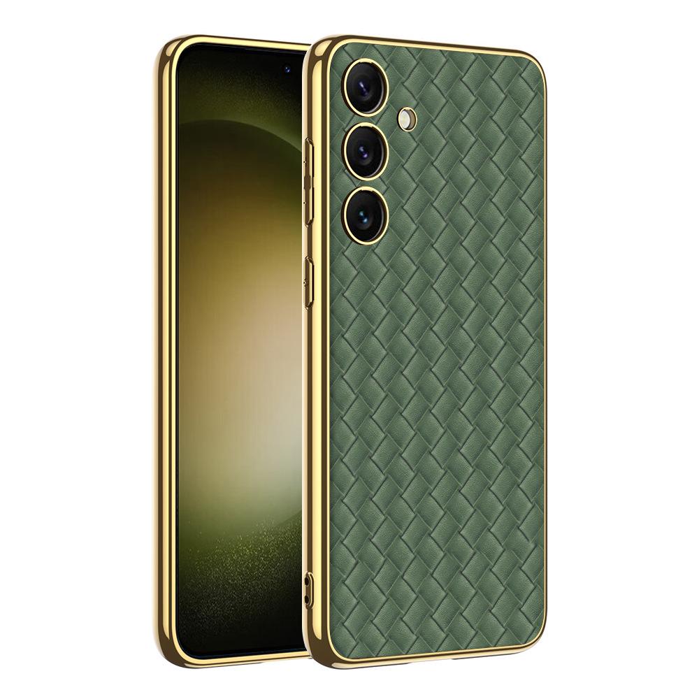 Чехол-книжка Samsung S24 Ultra с текстурой плетеной кожи - Электрооцинкованный трансграничный защитный чехол для S24+