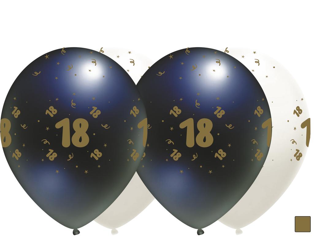 Balony Urodzinowe Białe, "18", 30Cm, 50 Szt.