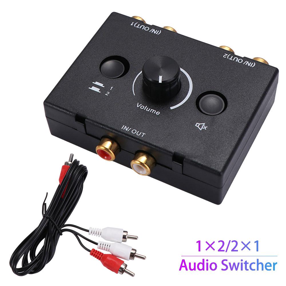 3.5mm Jack Audio Splitter Stereo Audio Decoder Amplifier Two-way Audio Switcher Home