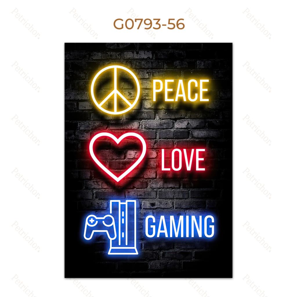 Modern Lights Gaming Zone Industrial Neon Wall Art Canvas Painting Posters Picture For Internet Cafe Bar Boy Room Home Decor