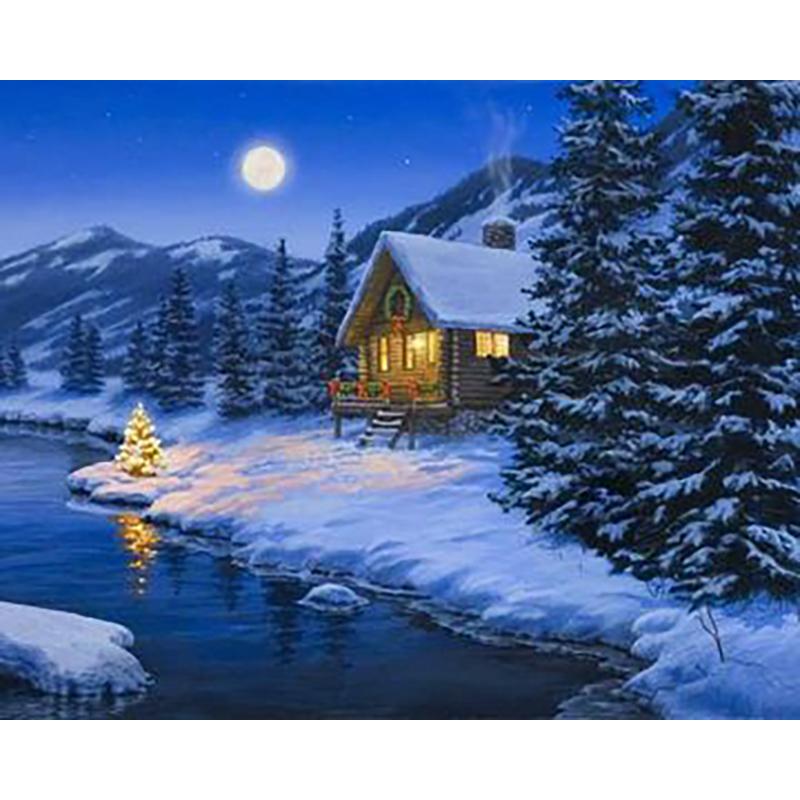 DIY Landscape 5D Diamond Painting Full Round Drill Snow Scenic Diamond Embroidery Cross Stitch Mosaic Kits Wall Art Home Decor