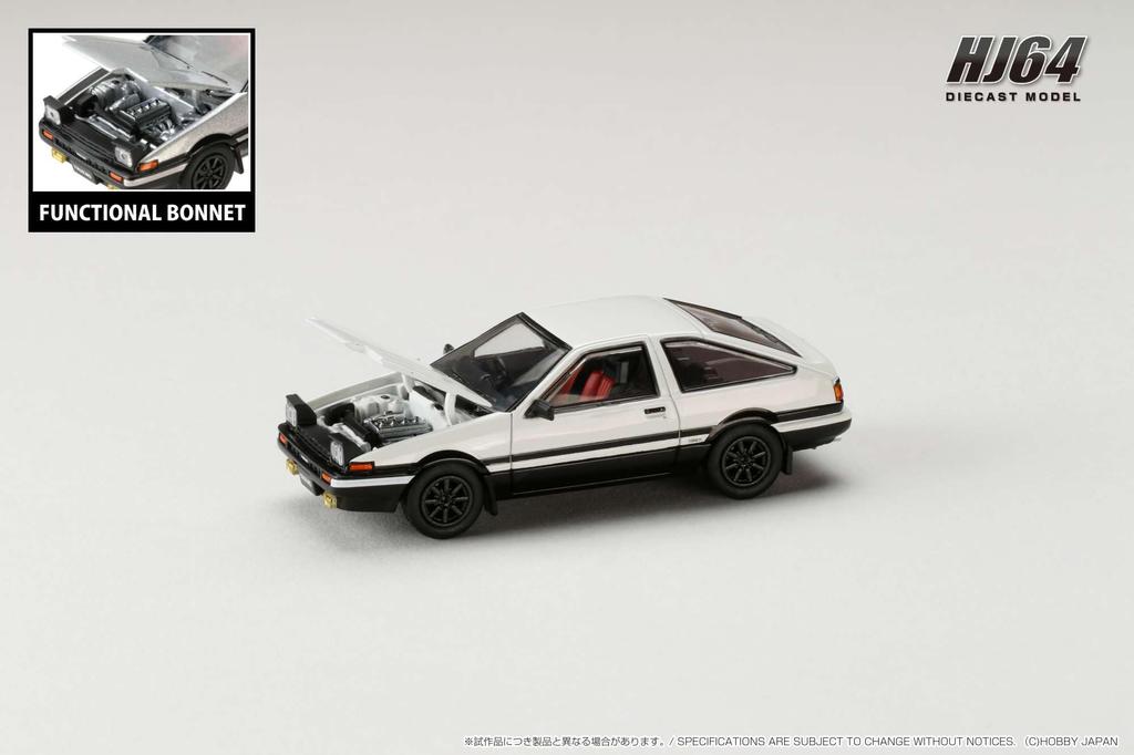 HJ64 Toyota Sprinter Trueno GT APEX JDM Style Finished Product 1/64 (AE86) White/Black