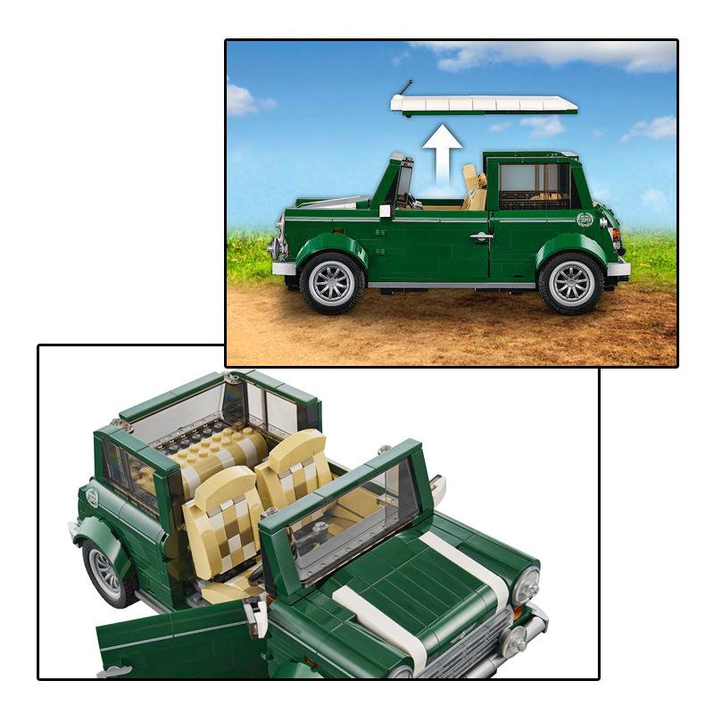 Green Cooper Car Building Blocks Bricks Совместимые игрушки для подарка на день рождения, Рождество, модель автомобиля