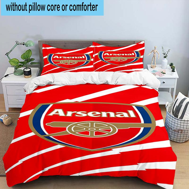 3pcs Arsenal Football Club Crest Printed Bedding Set Duvet Cover Closure Includes 1 Duvet Cover & 2 Pillowcases Bedding Sets Home Decor Gifts