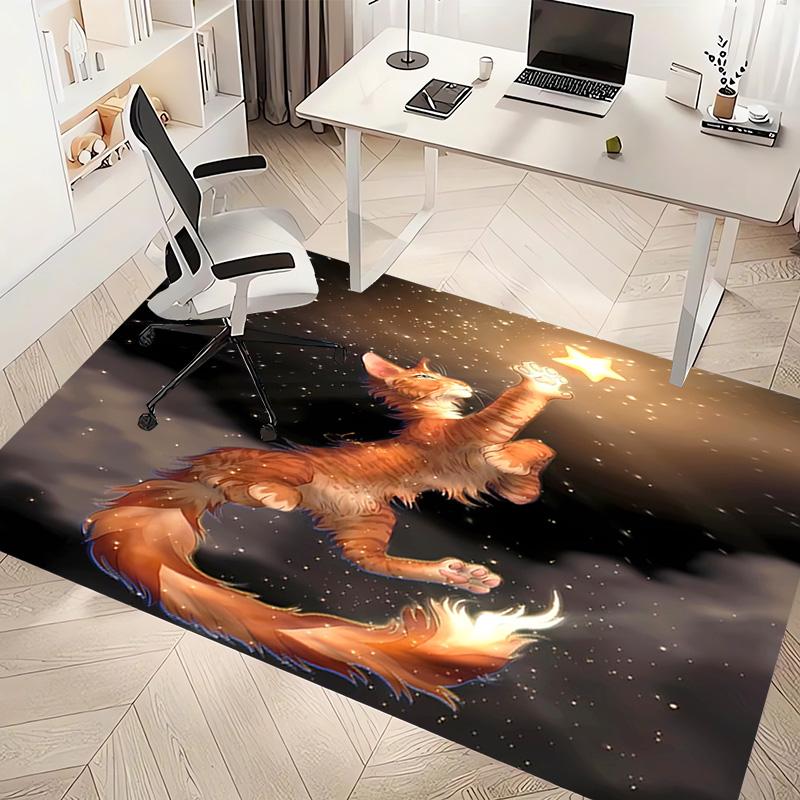 1pc Warrior Cats Print Area Rug - Soft, Washable Non-Slip Indoor Mat, Living Room, Home Office Decorative Rug,Office Decorative