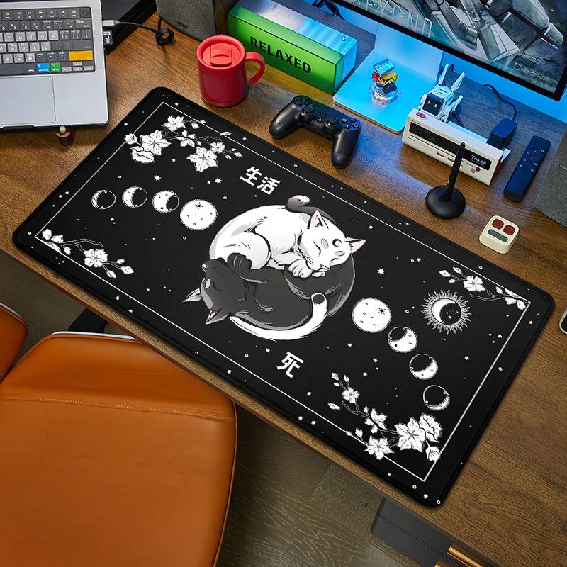 Kawaii Black Cat Large Mouse Pad Xl AntiSlip Rubber Desk Mat Cute Gaming Keyboard Mousepad For Computer Office Desk Accessories
