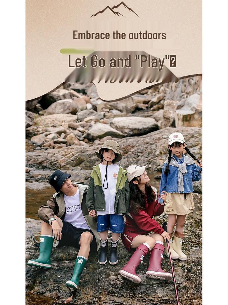 New Fashion Non-Slip Rain Boots: High-Top Waterproof Boots for Women, Men, and Children