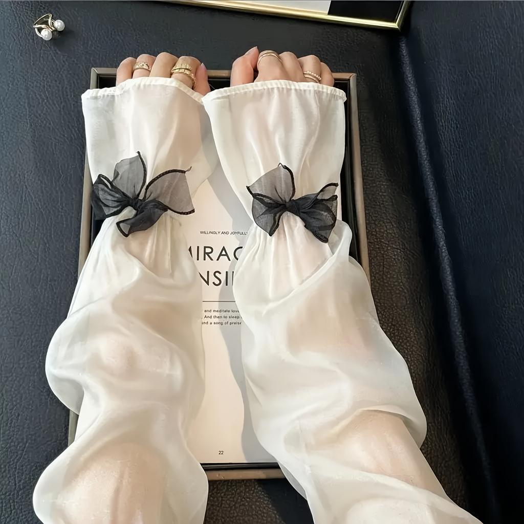 Набор ледяных рукавов с бантом, 2 шт., Ультраэлегантные рукава, Свободный крой, Большие рукава-колокол для защиты рук при вождении