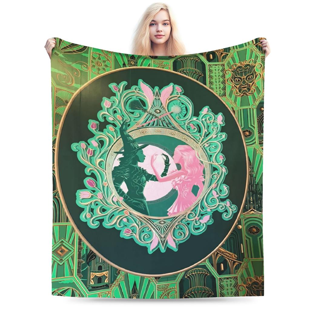 W-Wicked 2 Musical Movie Glinda Elphaba Blanket Soft Novelty Plush Throw Blanket For Boy Girl Couch Chair Cover