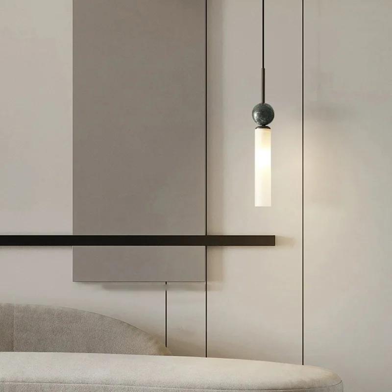 Nordic Light Luxury Natural Marble Chandelier Регулируемая G9 All Copper Dining Room LED Chandelier Прикроватная потолочная подвесная лампа