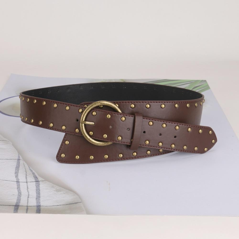 Пояс из ПУ кожи с металлическими заклепками, регулируемый корсет на талию, готический широкий кушак, наряды