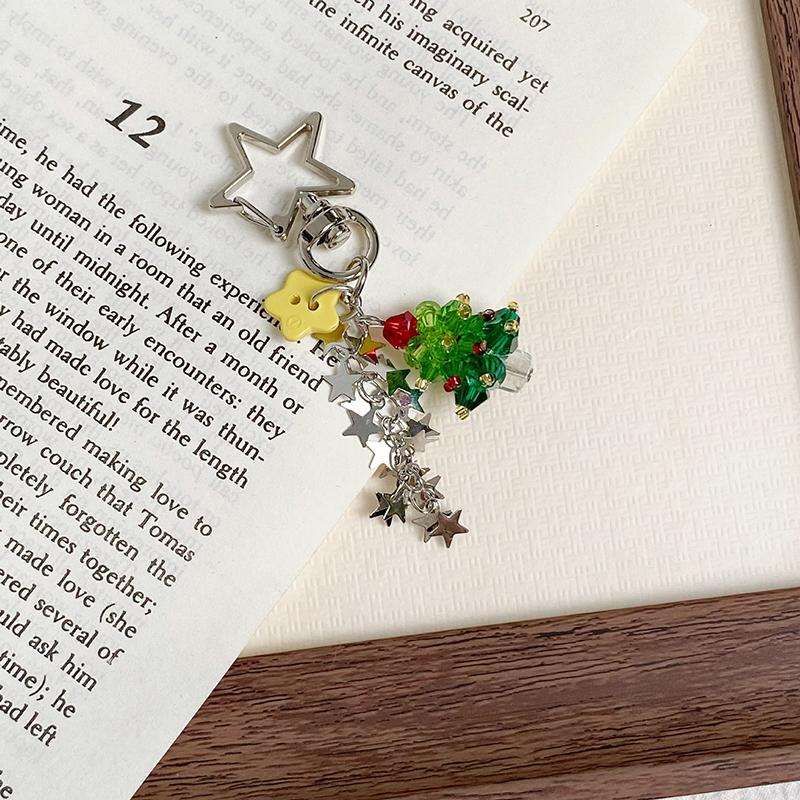 Трендовый брелок для ключей в стиле Y2K 'Рождественская елка' Милый брелок-подвеска с кисточкой в виде звезды Эстетичный девичий шнурок для телефона в стиле Ins Шармы для сумки Рождественский подарок