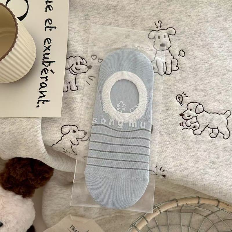 Женские весенне-летние новые носки в тонкую полоску из чистого хлопка, дышащие, на каждый день, нескользящие, невидимые с мелким вырезом