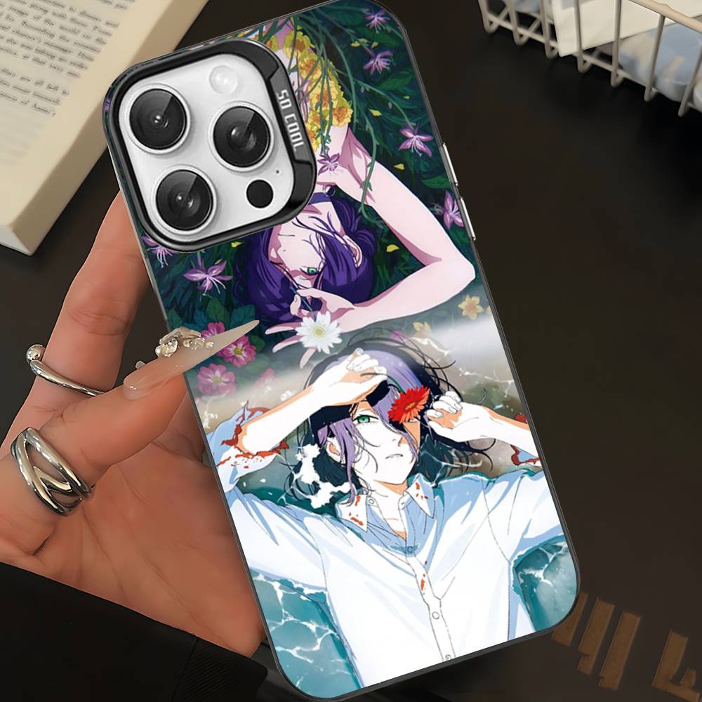 Аниме Человек-бензопила Чехол для телефона For IPhone 17 16 15 14 11 12 13 Pro Max Plus Pro Цветной Серебристый Чехол
