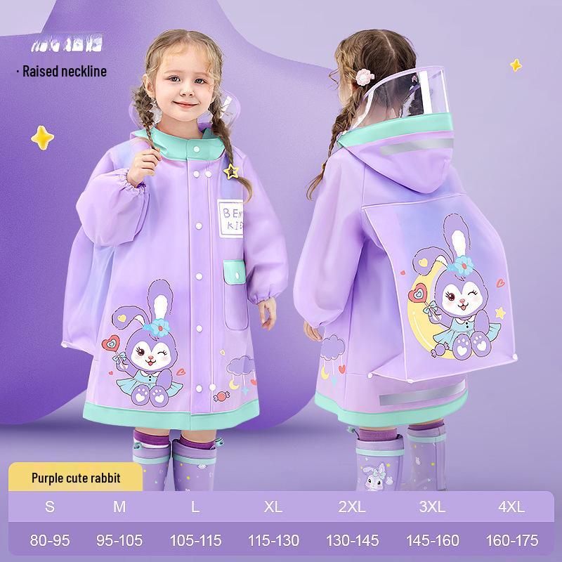 Детский плащ-пончо Bemei из ЭВА - Новый стиль для девочек, с местом для школьного рюкзака, цельный для детского сада и школы