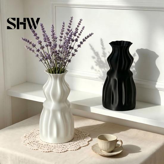 Creative Interior Decoration 3D Printed Flower Vase, Modern Decorative Minimalist Container, Artistic Vase with Flowing Light Floral Arrangement