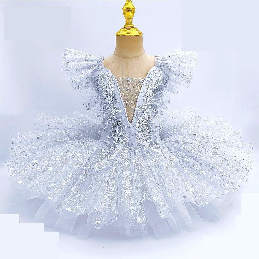 Modern Ballet Tutu White Princess Dress Fashion Performance Clothes  Kids Girls