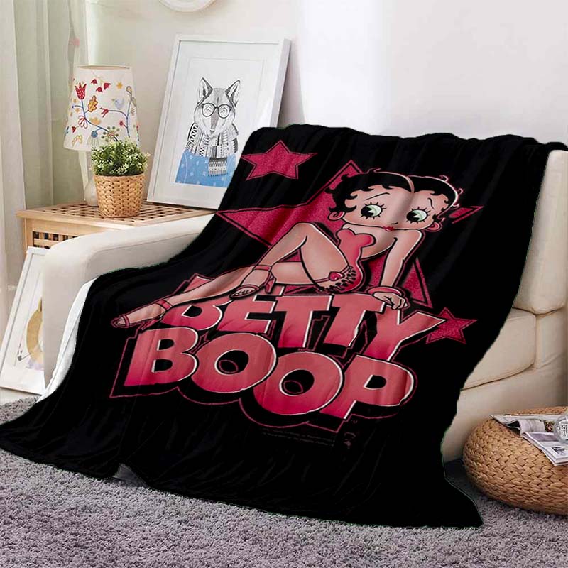 2026 new model cartoon B-Bettyy-Boopp blanket flannel sofa bed warm plush office comfortable portable gift picnic blanket