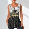 Women's Fashion V Neck Shirts Casual Tops T-shirt Ladies 3D A Lovely Cat Print Vest Plus Size Sleeveless Blouse Tank Tops