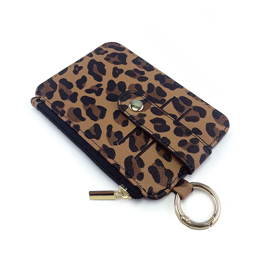 Держатель для кредитных карт из ПУ кожи с леопардовым принтом, поясная сумка, маленькая сумка для карт, кошелек на молнии для монет, деловой