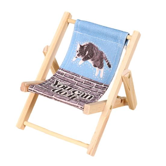 Подставка для телефона Yousheng Конструкция из массива дерева и холста Дизайн мини-шезлонга Регулируемый под разными углами держатель для телефона Настольное украшение