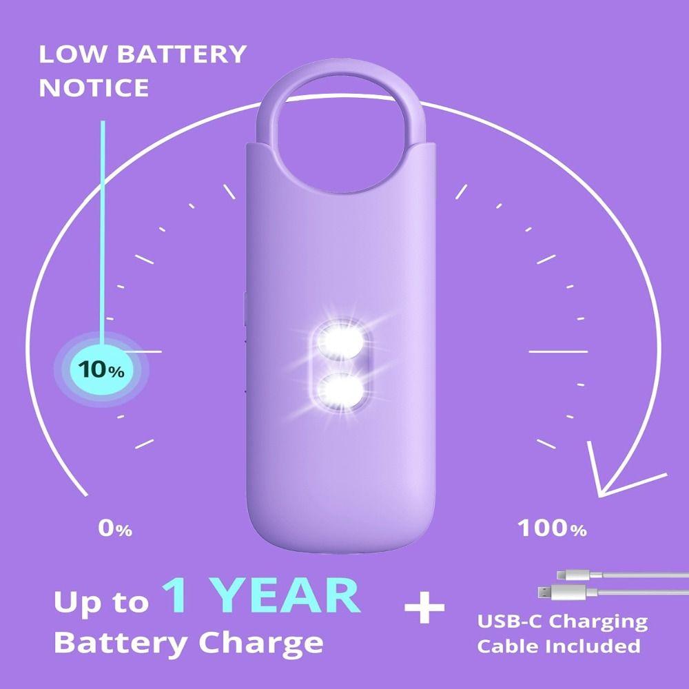 Rechargeable Personal Self Defense Alarm with Dual LED Light Safety Siren for Women Girls