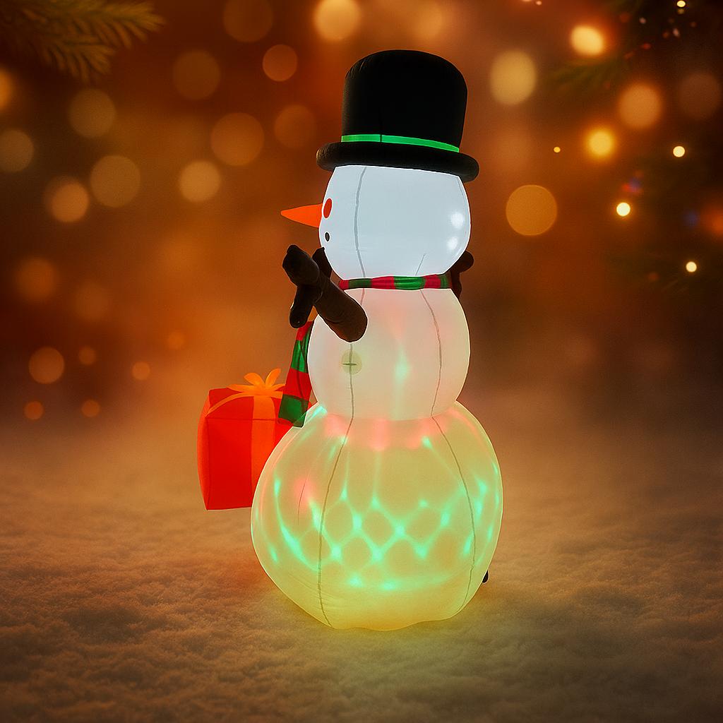 5.91FT Inflatable Gingerbread Man Snowman Set Gift Toy Xmas Yard Decoration Festive Gift LED Lit Christmas Supplie Home Ornament