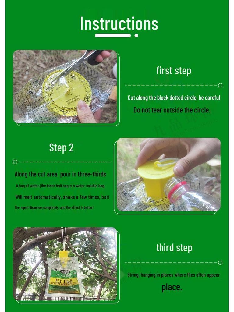 Outdoor Orchard Fly Trap Bag: Fly Catcher & Mosquito Repellent Lure