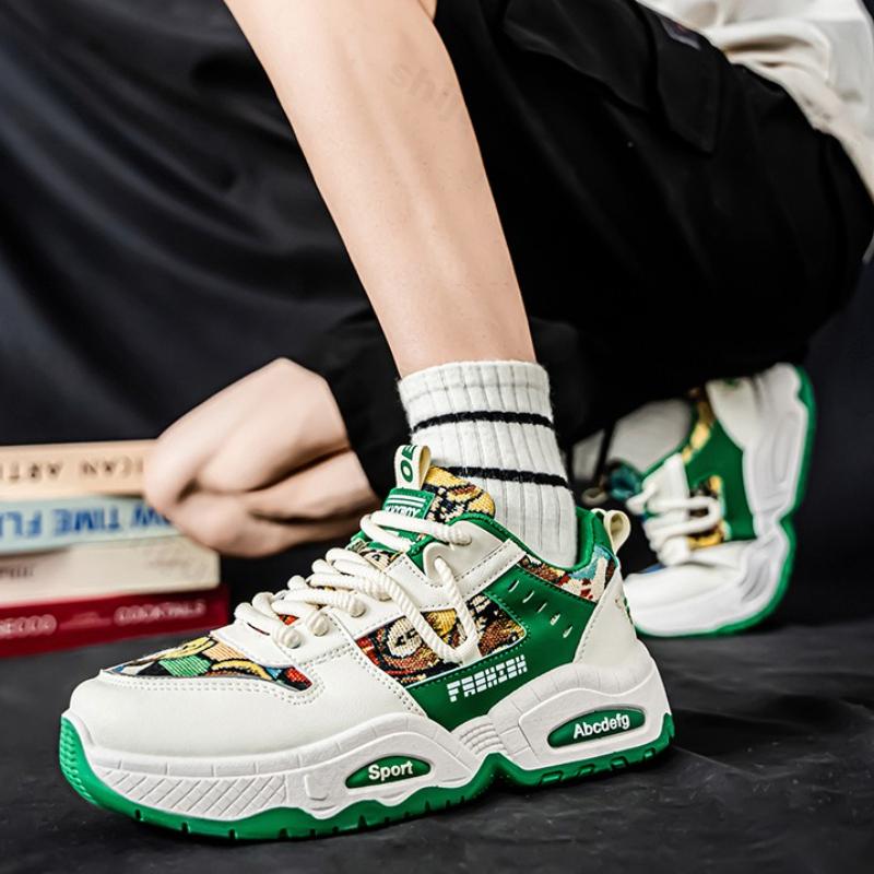 Модные кроссовки на платформе Весна Осень Мужские увеличивающие рост Дышащие Нескользящие Кроссовки Удобная Модная Шнуровка Повседневная Обувь