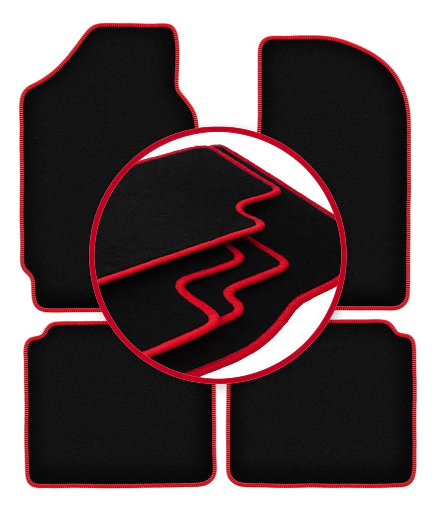 Velour floor mats with red edge for: Polski Fiat 125P sedan (1967-1991)