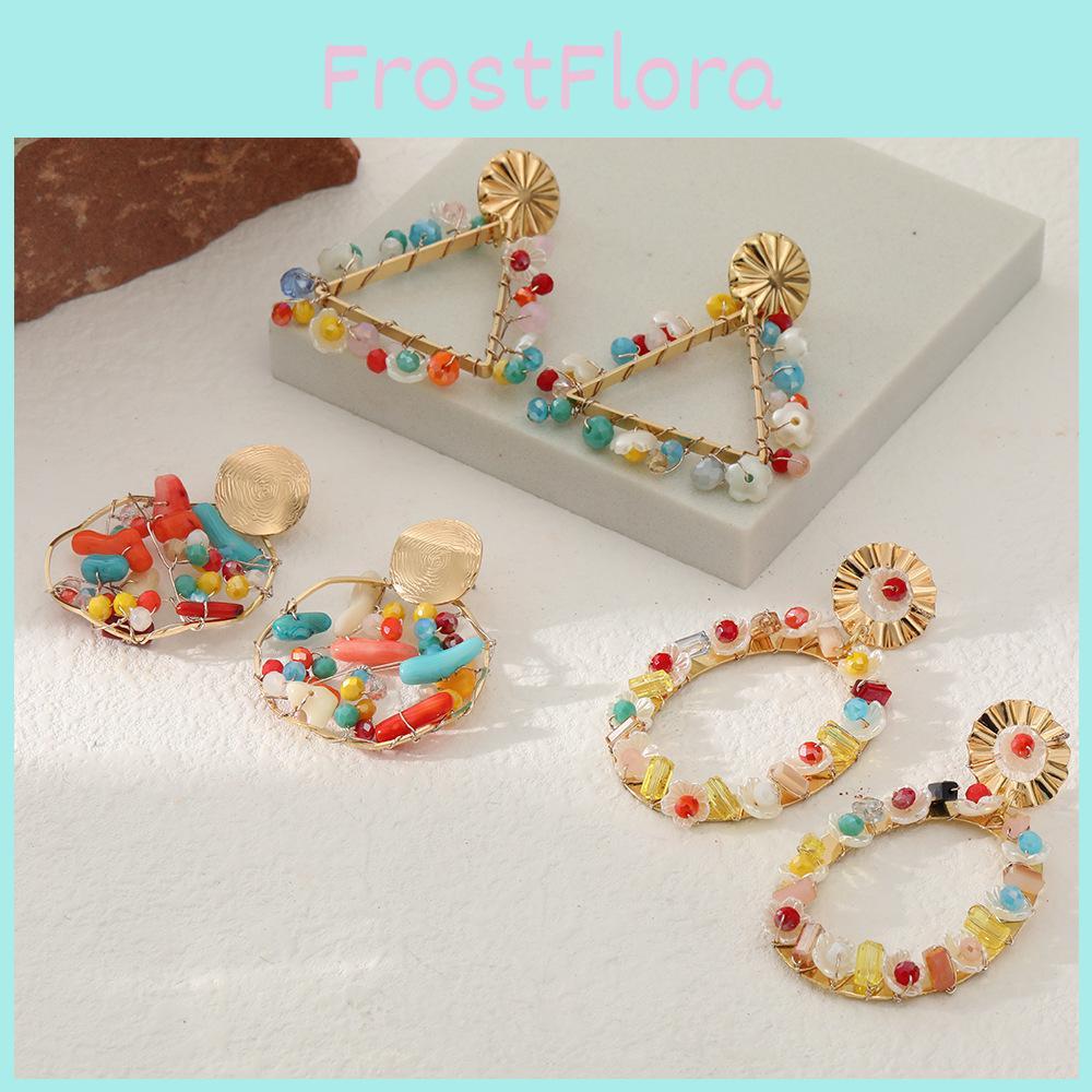 Fashionable Alloy Geometric Earrings Trendy Oval And Triangle Dangle Ear Jewelry