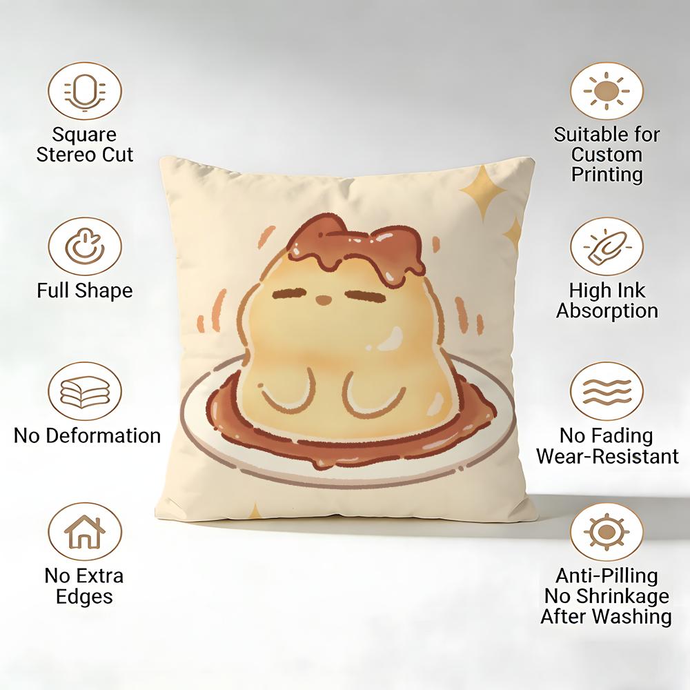 Animal-Shaped Desserts Cushion Cover 1 Piece Short Plush Pillowcase, Soft And Washable, Mostly Used For Sofa, Car