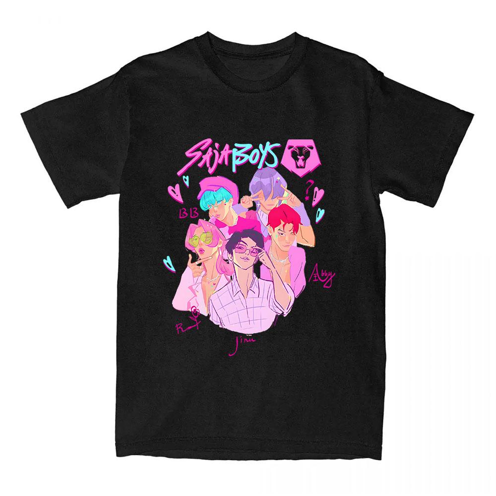 Saja Boys Comfort Colors T-Shirt KPop Demon Hunters Print T Shirt Summer Short Sleeve Cotton T Shirt Fashion Women Men Clothing