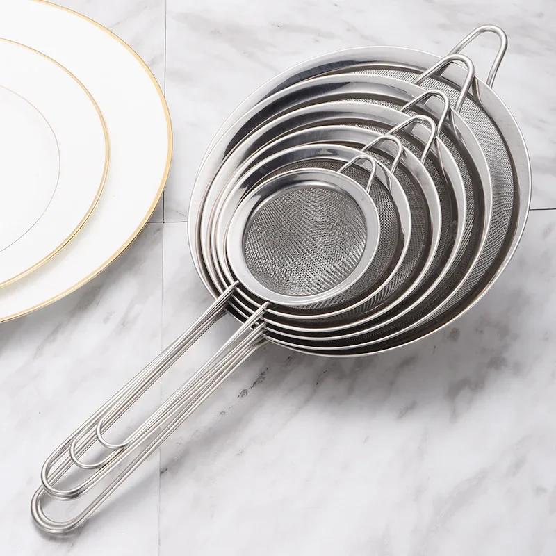 2 шт., мелкоячеистое сито из нержавеющей стали, сито для масла, дуршлаг, сито для муки, сделай сам, кухонные инструменты для фильтрации пищевых продуктов, кухонные аксессуары