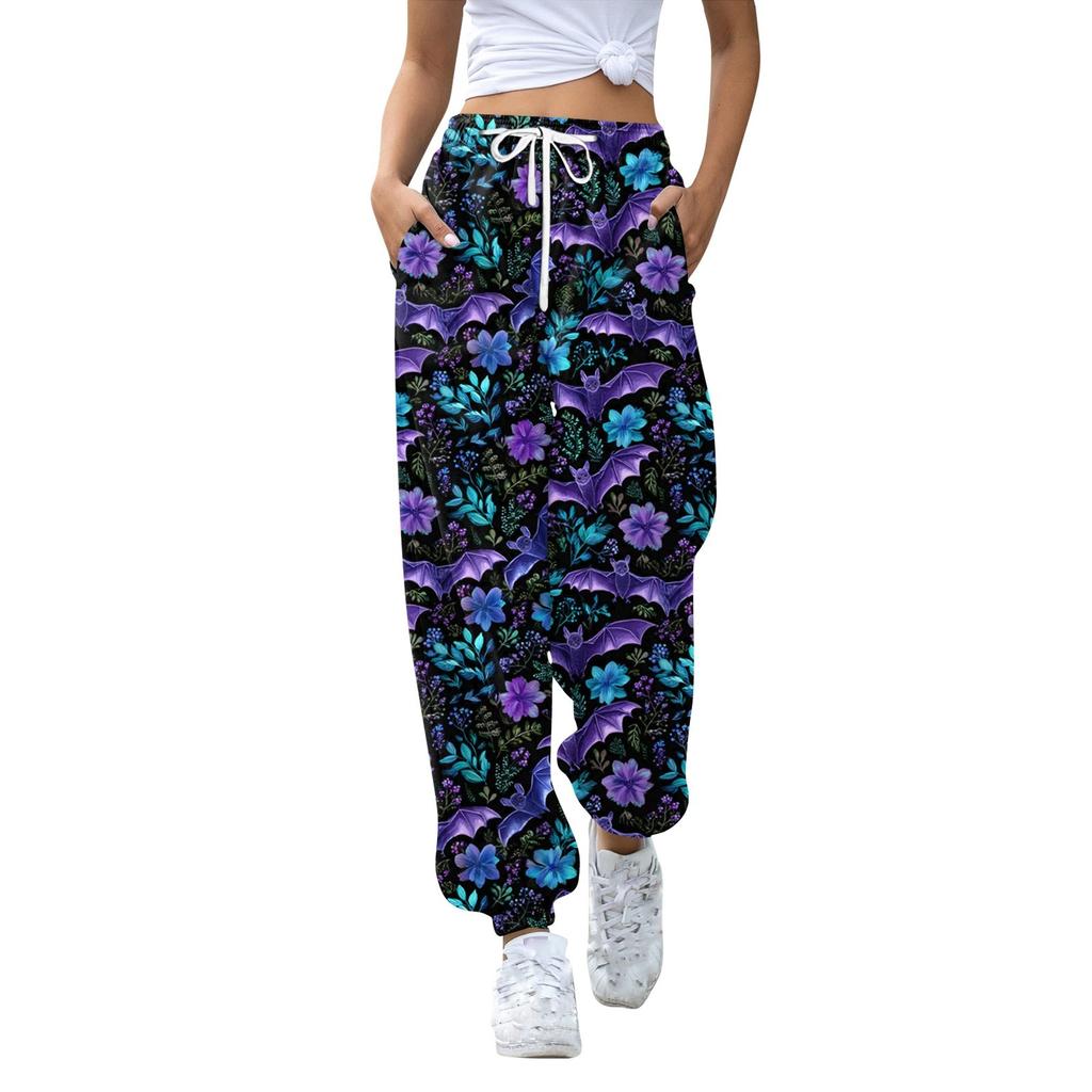 Women's Sports Pants With Pockets Fashion Print Elastic Waist Pants Casual Sweatpants Pants