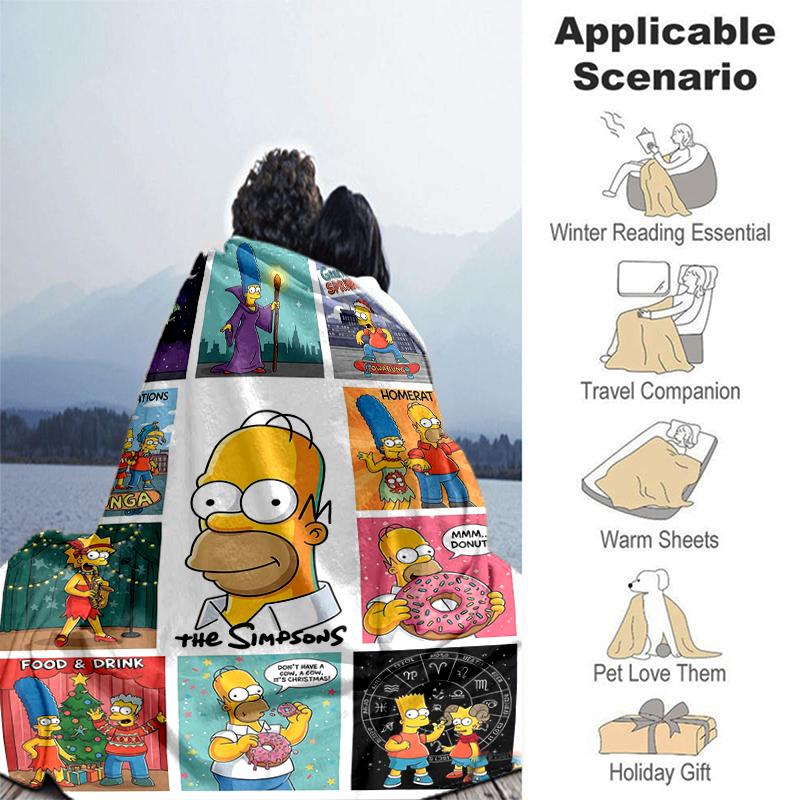 1Pc Simpsons Family Adventures Blanket Soft And Comfortable Casual Warm Camping Travel Christmas Halloween Gift M921871